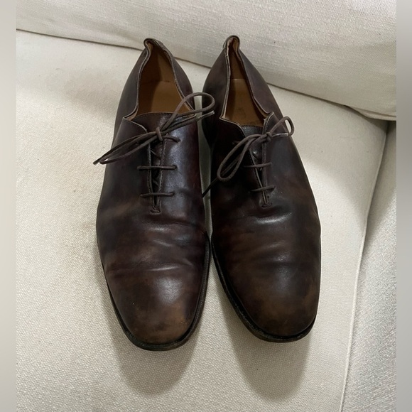 Gravati Handmade In Italy Mens Derby Dress Shoes Brown Leather Size 9.5 - Picture 3 of 7